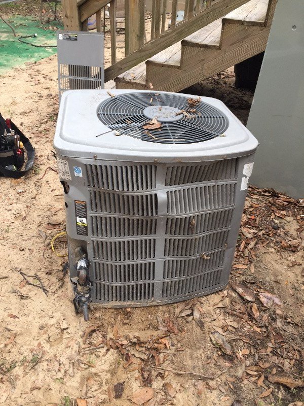 hurricane dented and moved air conditioner